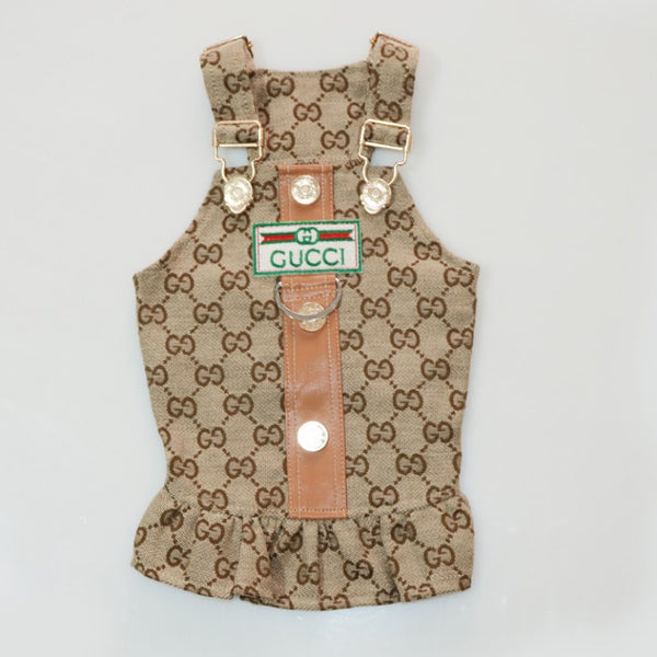 Designer Khaki Small Dog Harness Lit Dress