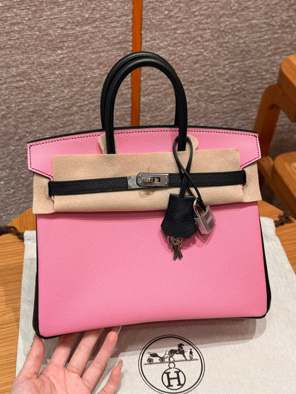 Birkin 25 Pink And Noir Luxury Bag