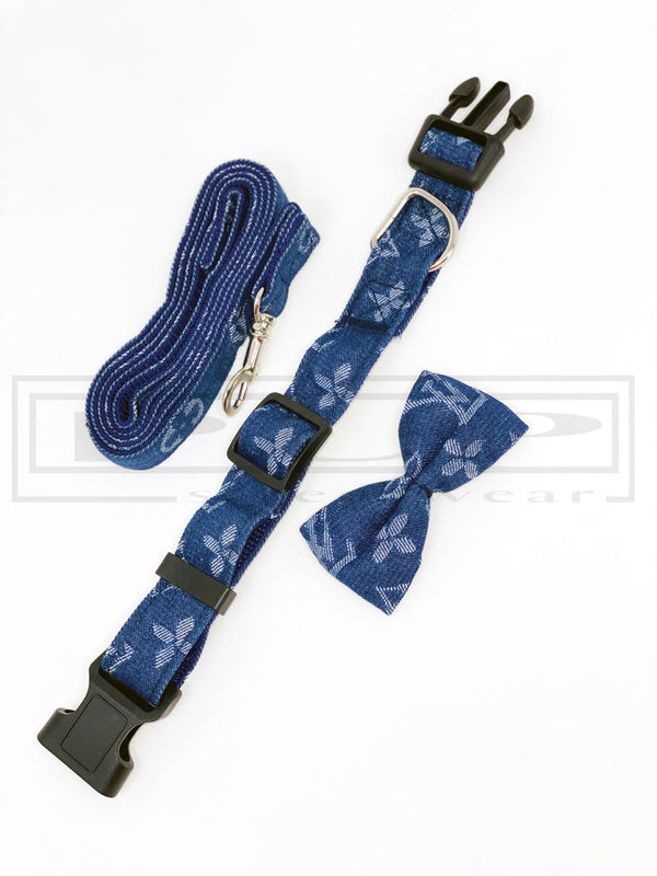 Ellie Blue Bowtie Collar And Whimsical Leash