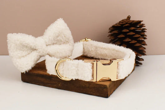 Teddy Bow Collar And Leash Vintage Set