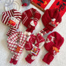 Festive Red and White Knitted Pet Scarf