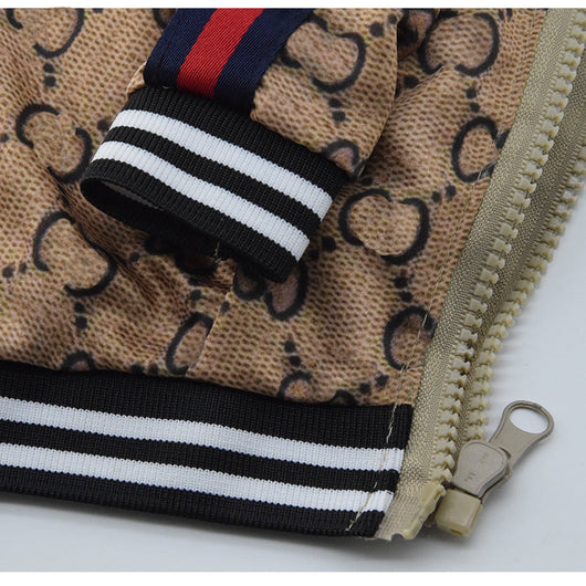 GG Brown Zip Up Bomber Sleek Jacket