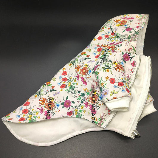 Veste en fourrure florale pour chien Pawlenciaga