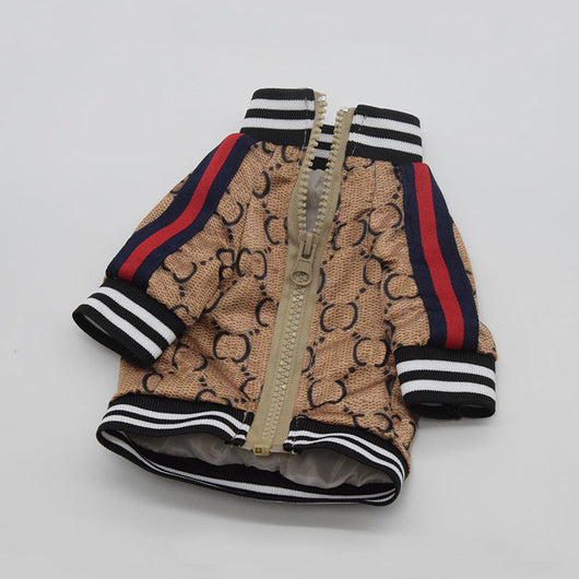 GG Brown Zip Up Bomber Sleek Jacket