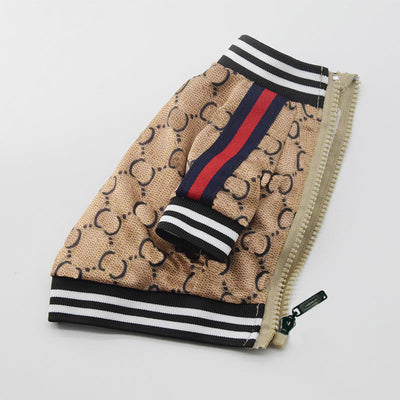 GG Brown Zip Up Bomber Sleek Jacket