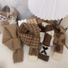 Knitted Brown and Beige Patterned Pet Scarf