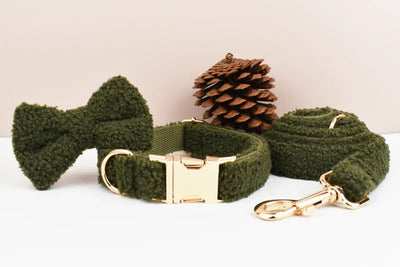 Teddy Bow Collar And Leash Vintage Set