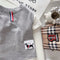Thom Browne Grey and White Dog Patch Tee