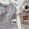 Thom Browne Grey and White Dog Patch Tee