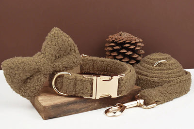 Teddy Bow Collar And Leash Vintage Set
