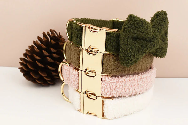 Teddy Bow Collar And Leash Vintage Set