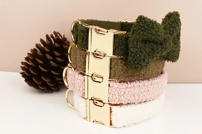 Teddy Bow Collar And Leash Vintage Set