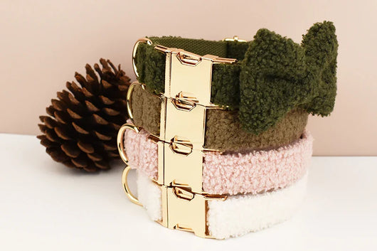 Teddy Bow Collar And Leash Vintage Set