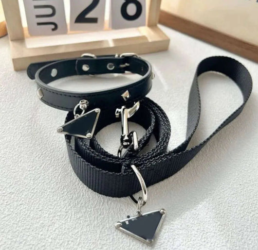 Luxury Black Collar & Leash Supreme Set