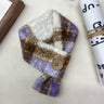 Plaid Button Detail Fluffy Scarf