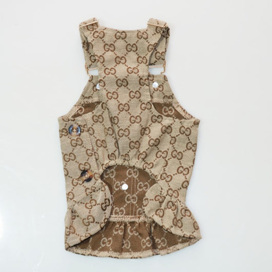 Designer Khaki Small Dog Harness Lit Dress
