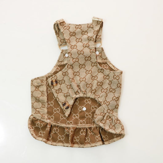 Designer Khaki Small Dog Harness Lit Dress