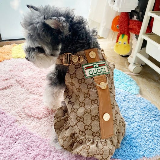 Designer Khaki Small Dog Harness Lit Dress