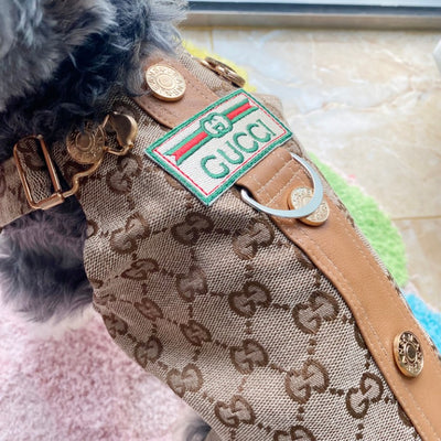 Designer Khaki Small Dog Harness Lit Dress