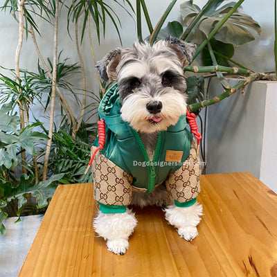 Khaki Pet Clothing Puffer Offbeat Coat