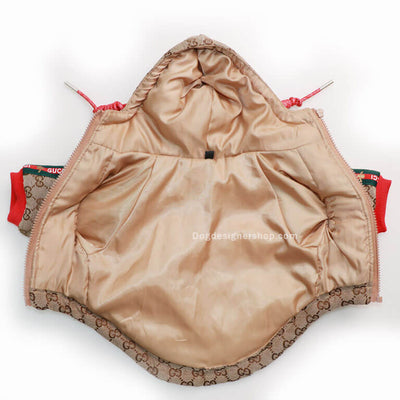 Khaki Pet Clothing Puffer Offbeat Coat