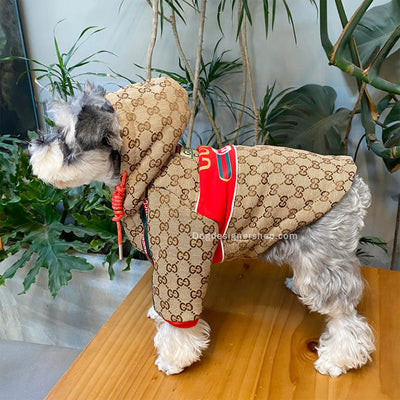 Khaki Pet Clothing Puffer Offbeat Coat