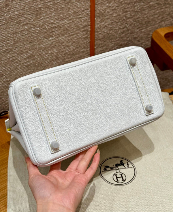 Birkin 25 Blanc Lime Luxury Bag
