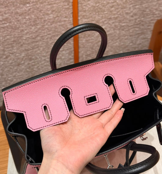 Birkin 25 Pink And Noir Luxury Bag