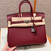 Birkin 25 Bordeaux And Q Rouge Casaque Luxury Bag