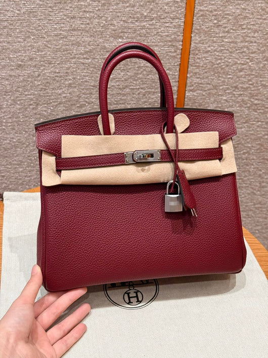 Birkin 25 Bordeaux And Q Rouge Casaque Luxury Bag