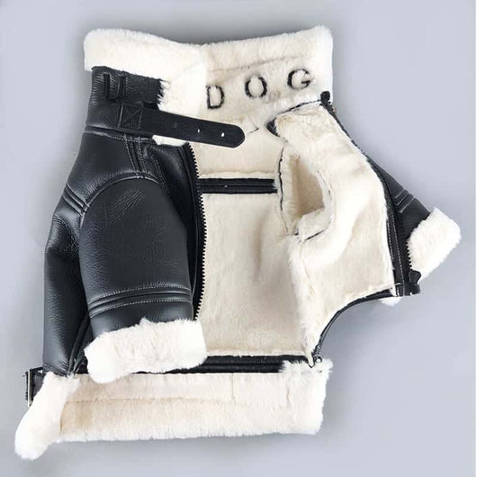 Black Leather Dog Posh Coat
