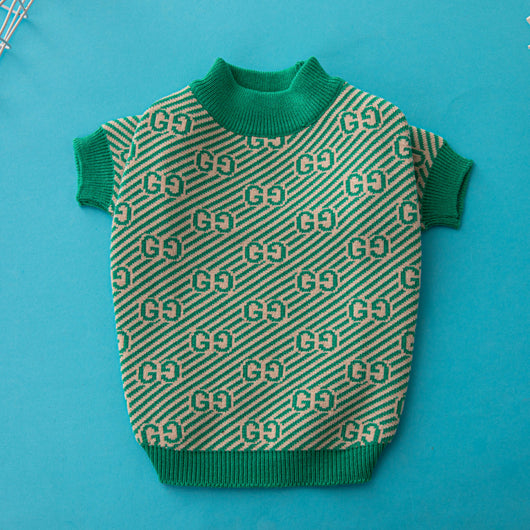 GG Soft Green Stripe Doggo Fire Sweater
