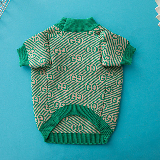 GG Soft Green Stripe Doggo Fire Sweater