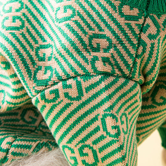 GG Soft Green Stripe Doggo Fire Sweater