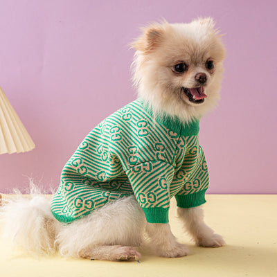 GG Soft Green Stripe Doggo Fire Sweater