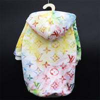 Sudadera con capucha con estampado tie-dye de perro floreciente y colorido